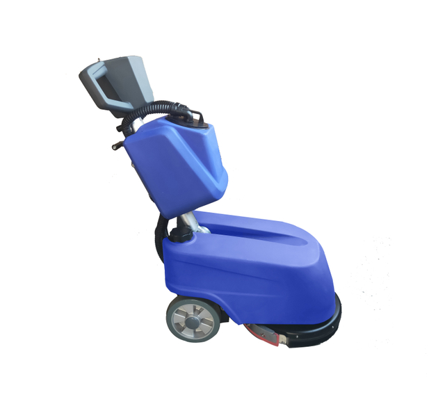 Mini fregadora de piso con operador a pie